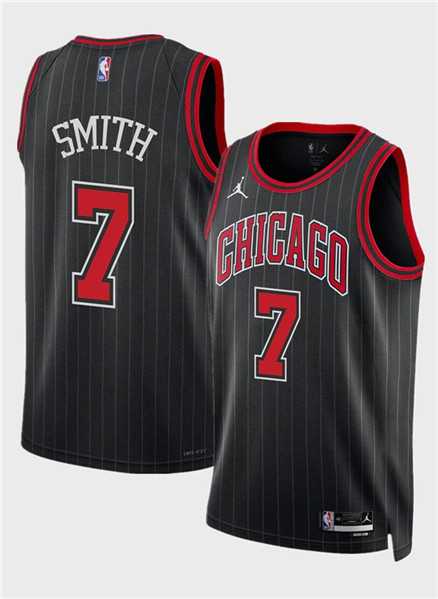 Mens Chicago Bulls #7 Jalen Smith Black 2024 Draft Statement Edition Stitched Basketball Jersey Dzhi